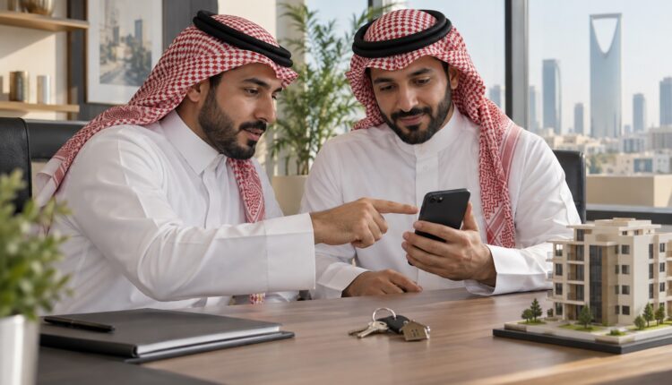 وسيطان عقاريان يراجعان استخدام تطبيق عقاري على الهاتف