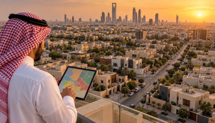 وسيط يدرس الأحياء السكنية والطلب العقاري على خريطة مدينة سعودية